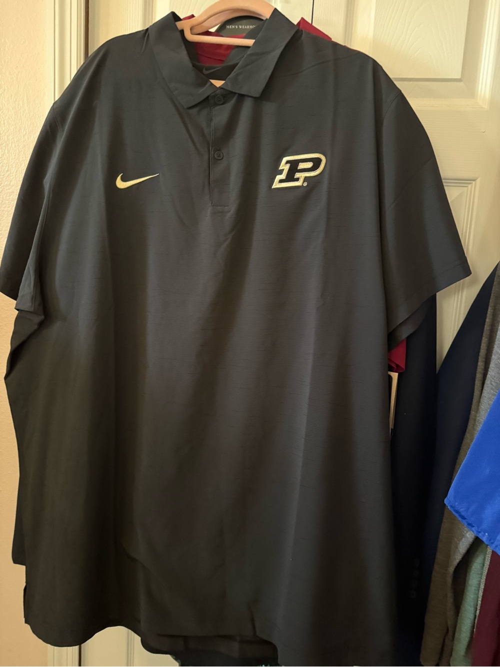 Nike Men’s Black Polo with Purdue P Logo